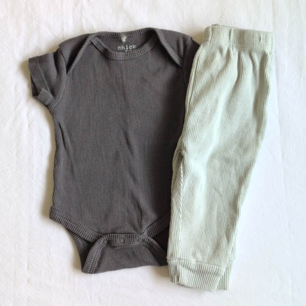 mixed brands comfy ribbed neutral outfit set 0-3 months baby unisex